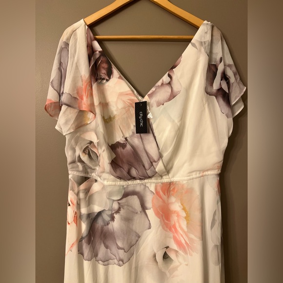 CITY CHIC Bella Rosa Ivory Maxi Dress Size 16 - Picture 4 of 11